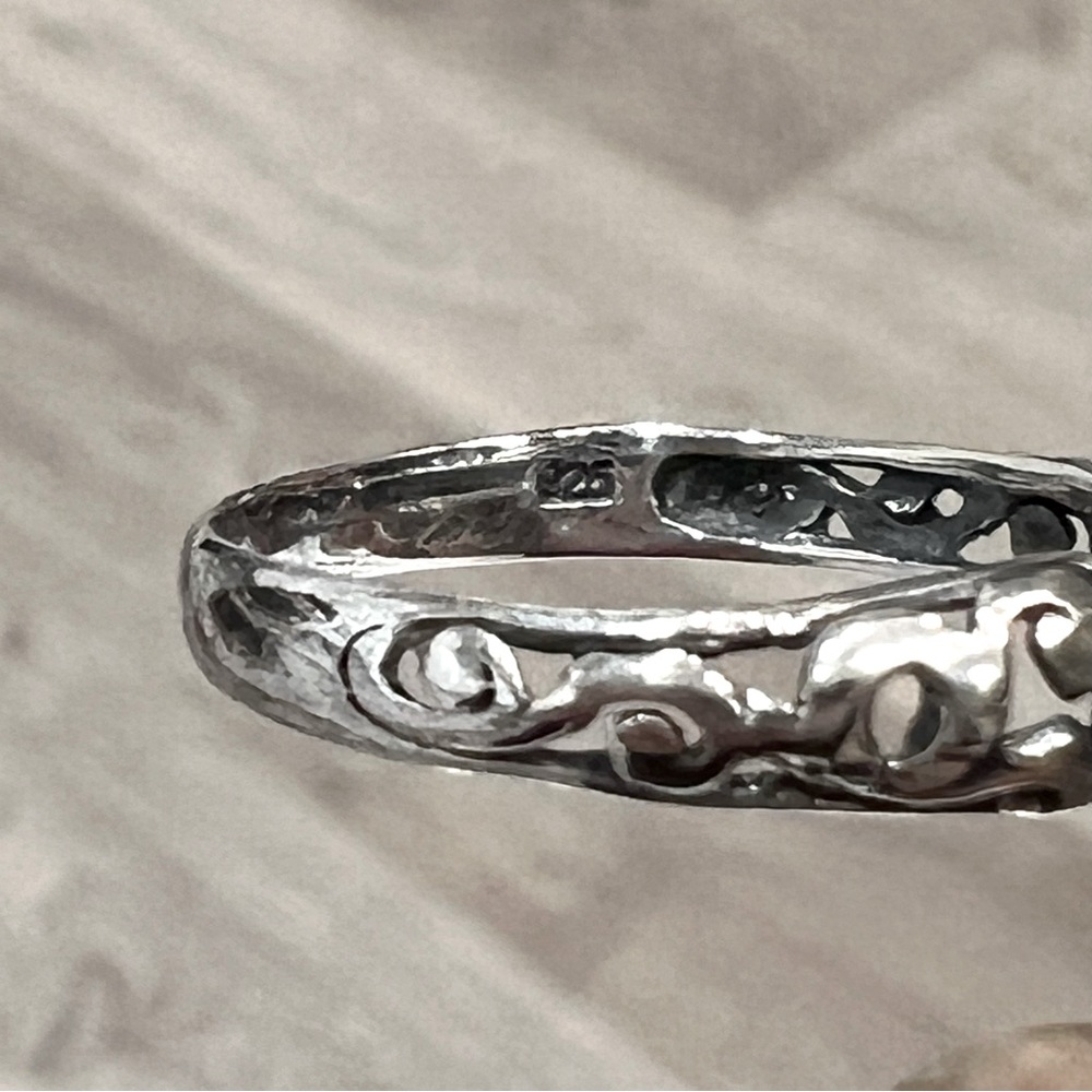 Sterling Silver Floral 3D Ring Sz 8 - Picture 10 of 10